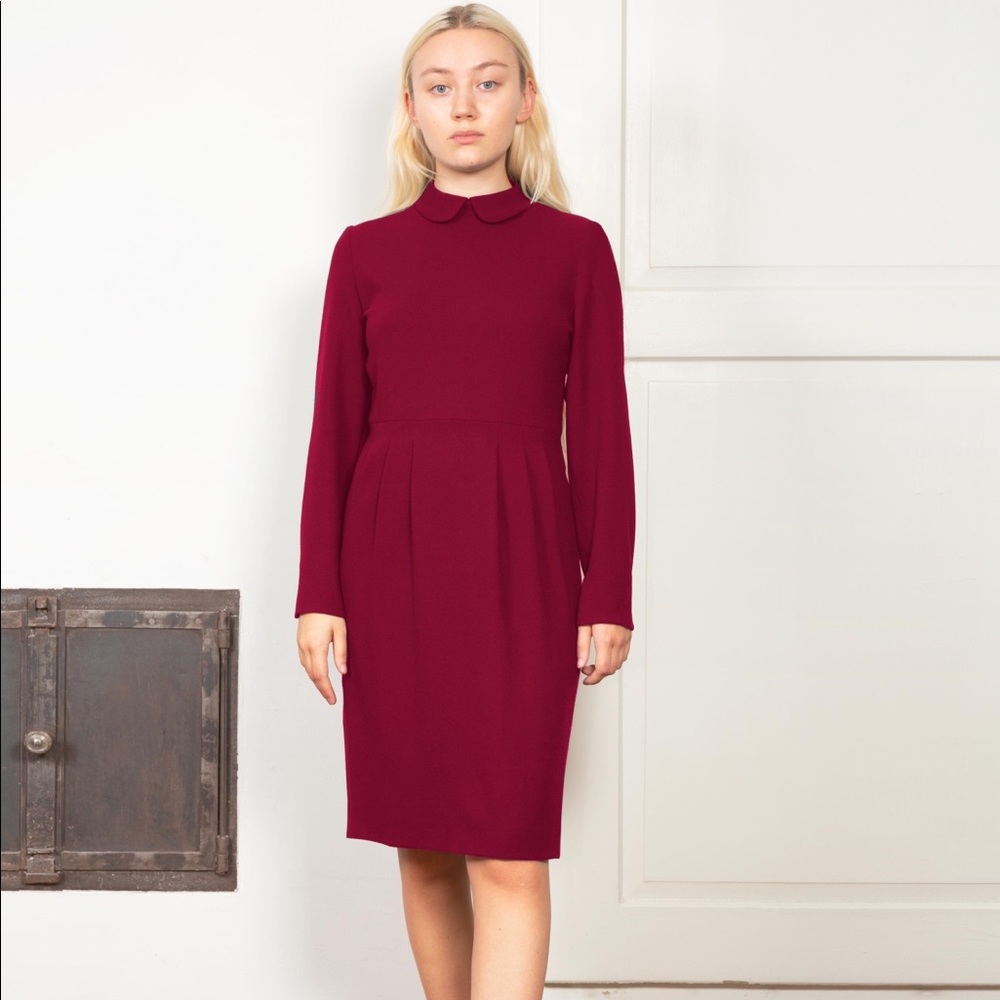 EnSoie Red Wool Crepe Matisse Dress - S